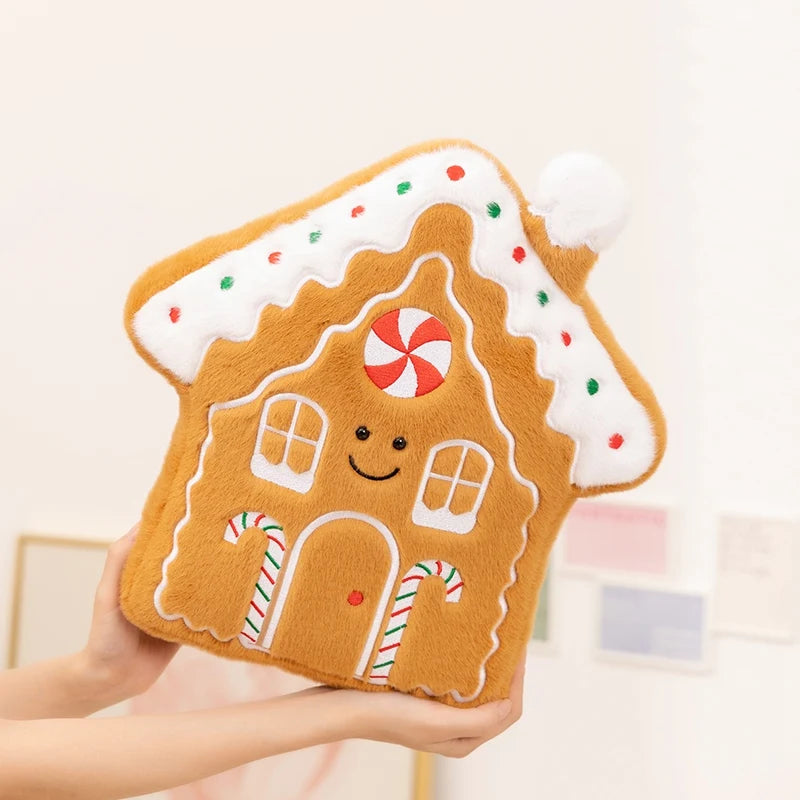 Gingerbread House Christmas Plushie Being held in hands