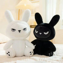 Grumpy Bunny Plushie Black and White rabbit stuffed animals