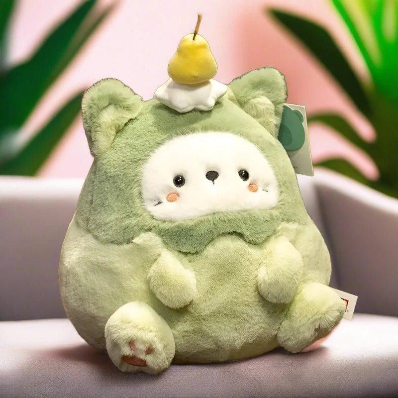 Joyful Jamboree Kawaii Plushie Pear Green Cat Stuffed Animal