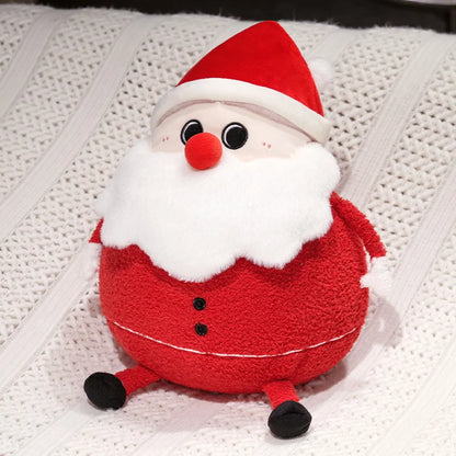 Plush toy Santa Claus on a white textured background