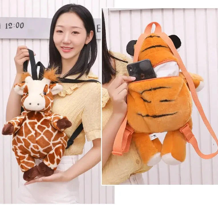 Jungle Friends Kawaii Plushie Backpack Detailed View