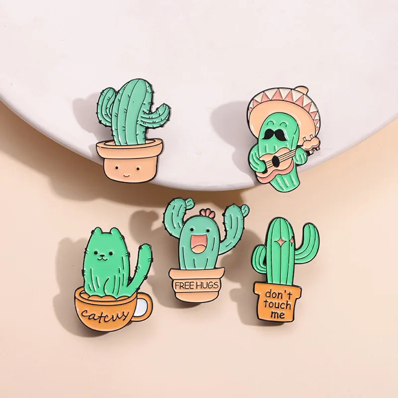 Kawaii Cactus Enamel Pin Series