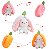 Kawaii Carrot Bunny Plushie carrot and strawberry explanation of how to open