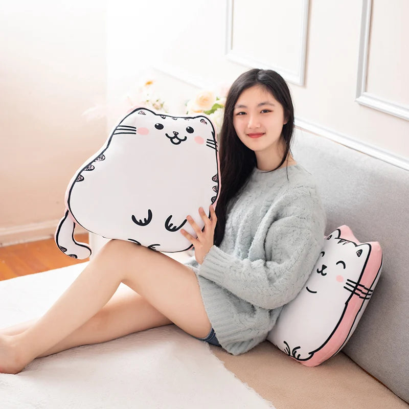 Kawaii Stuffed Animal Cartoon Cat Plushie Pillow