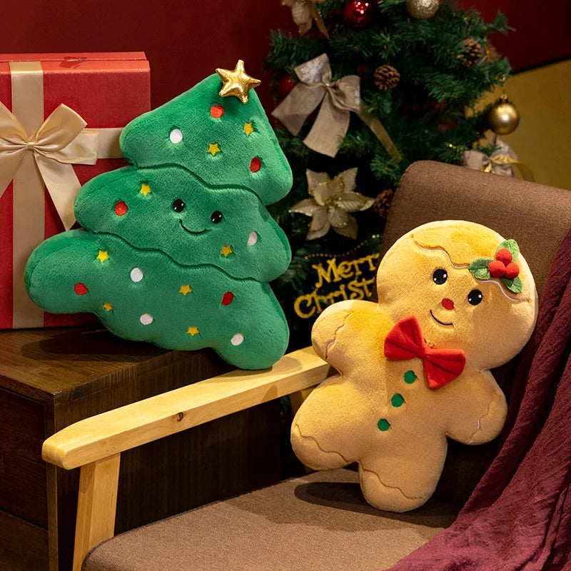 Kawaii Christmas Plushie Pillow Collection Tree and Gingerbread