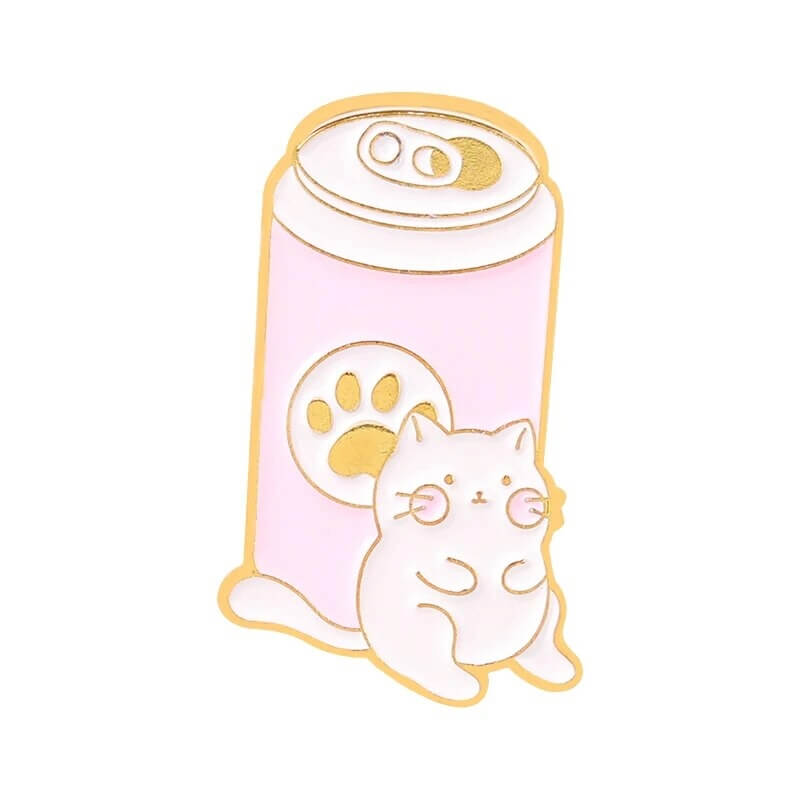 Kawaii Pink Cat Pin Set lapel