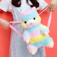 Kawaii Rainbow Alpaca Plushie Backpack