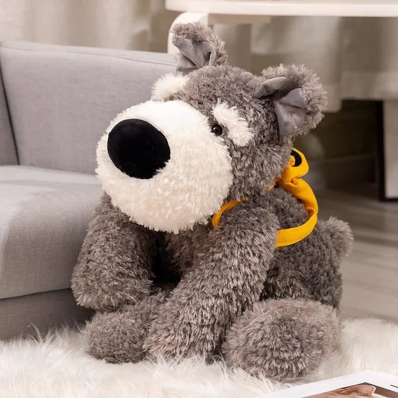 Schnauzer Plushie Close Up Gray