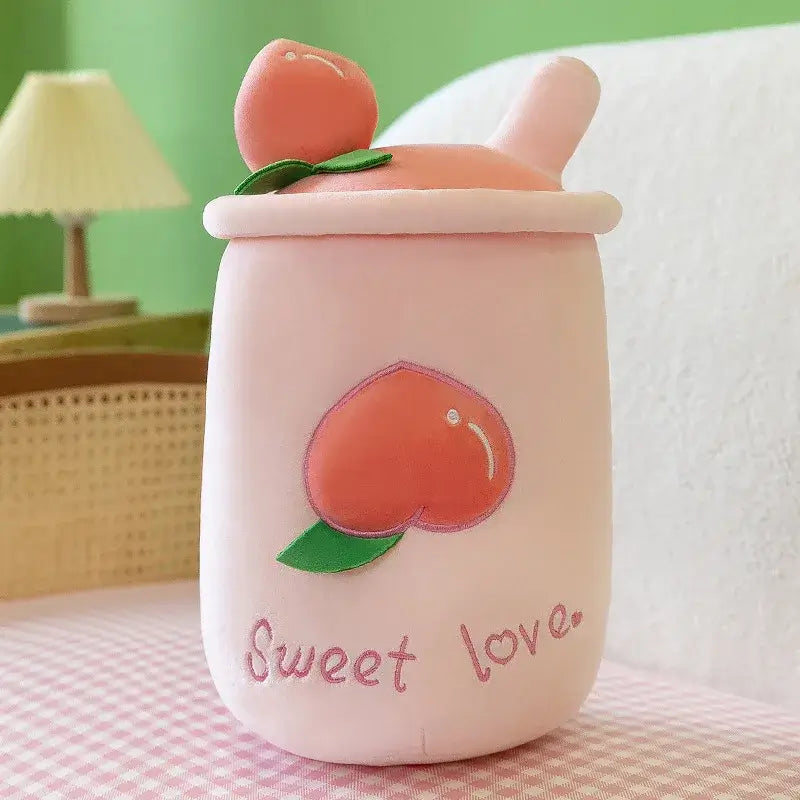 Kawaii Sweet Love Boba Tea peach plushie