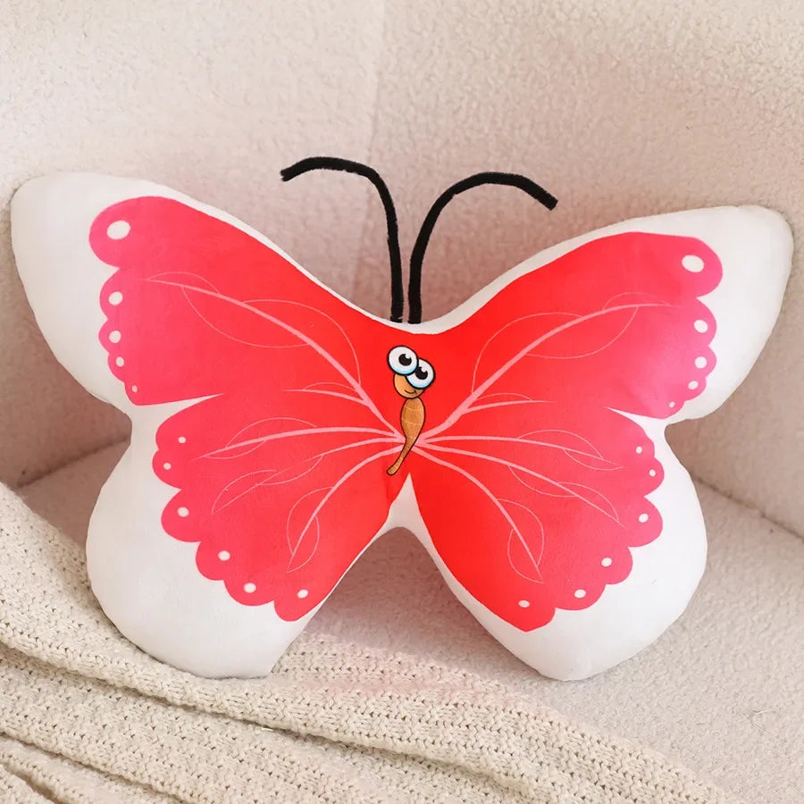Kawaii Butterfly Plushie Pillow White/Pink Color Dandelion Vine
