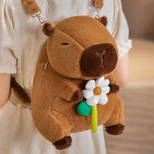 Kawaii Capybara Plushie Backpack White Flower