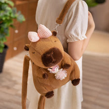 Kawaii Capybara Plushie Backpack Pink Bow