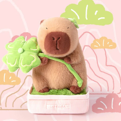 Kawaii Capybara Potted Plushie Clover