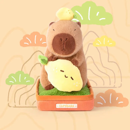 Kawaii Capybara Potted Plushie Lemon