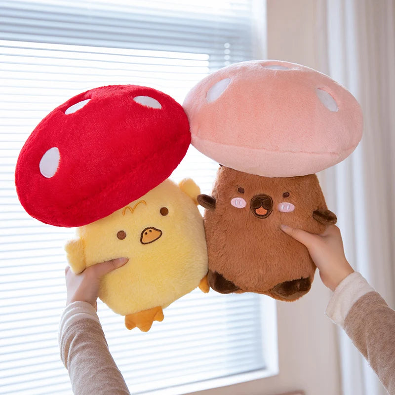 Mushroom Mates Kawaii Plushie Duck and Capybara