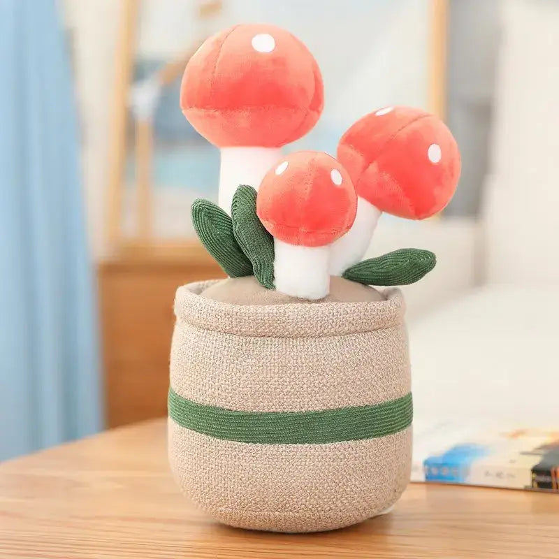 Mushroom Meadow Plush Planter Kawaii Plushie Pink