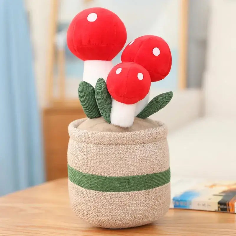 Mushroom Meadow Plush Planter Kawaii Plushie Red
