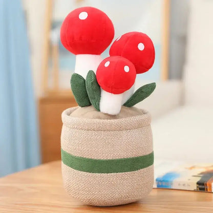 Mushroom Meadow Plush Planter Kawaii Plushie Red