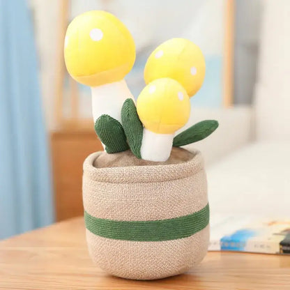 Mushroom Meadow Plush Planter Kawaii Plushie Yellow