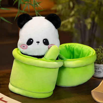 Panda Hideaway Plushie stuffed animal in bamboo