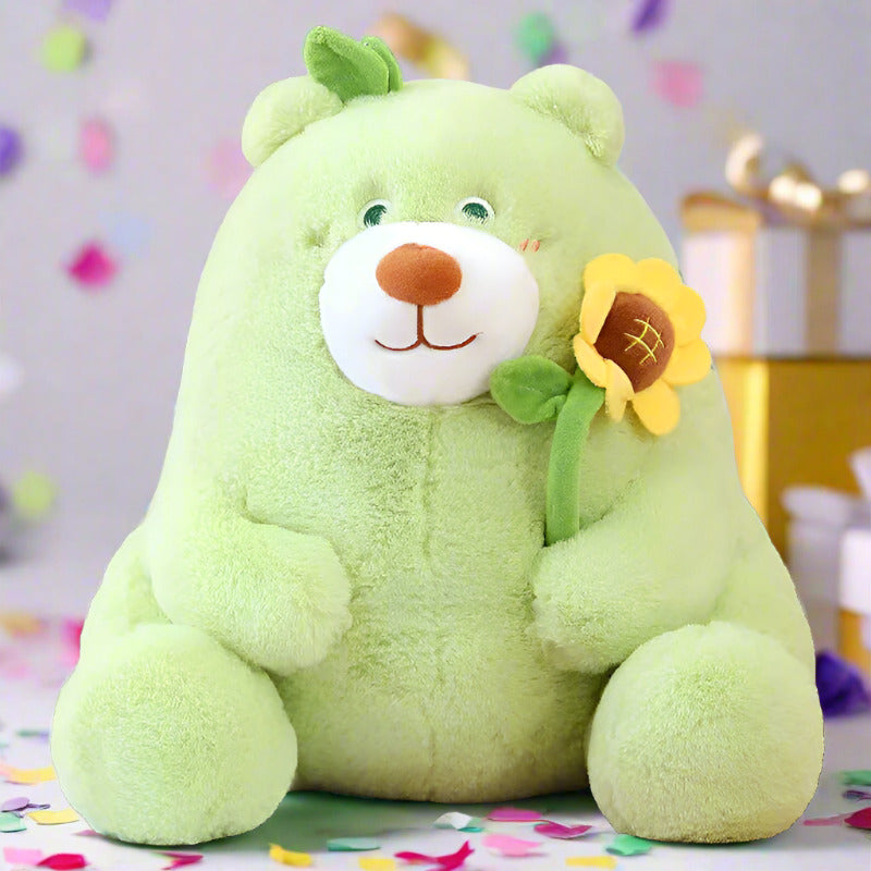 Petal Paws Hug Bear green stuffed animal flower plushie