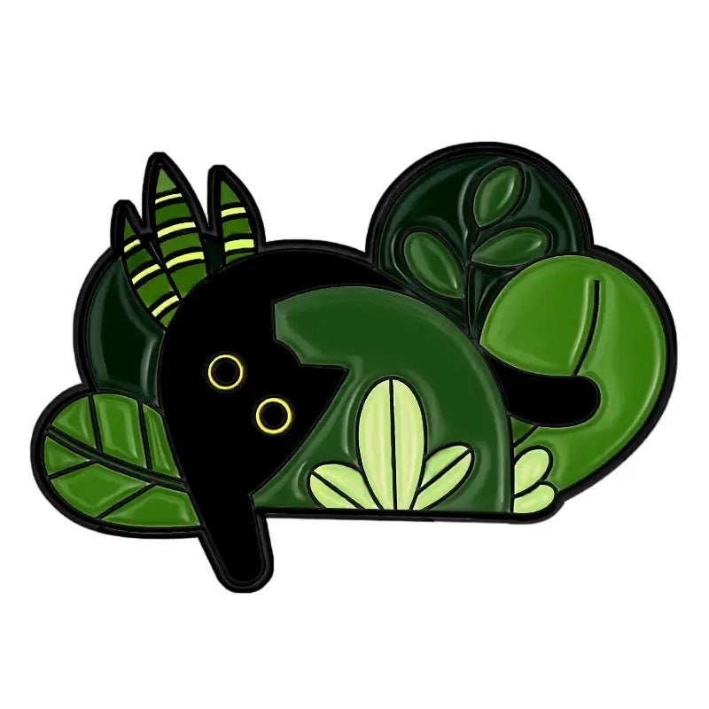 Petal Prowess Enamel Pin Series cat hiding in succulent plant lapel pin