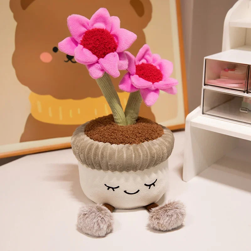 Plush Potted Garden Series Pink Flower Kawaii Plushie