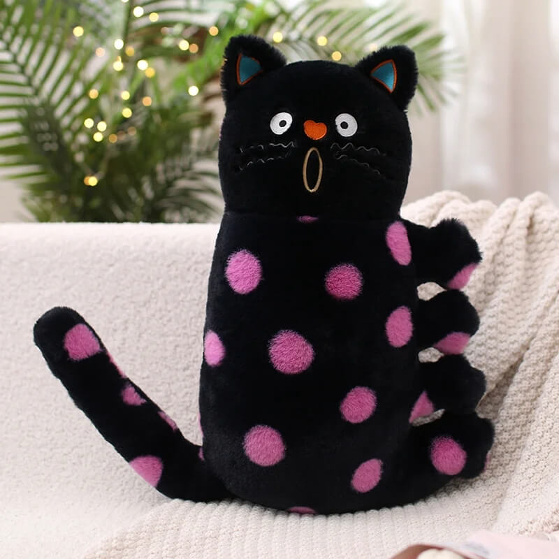 Polka Paws Plush suprised black cat