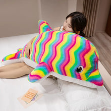 Rainbow Splash Giant Dolphin Plushie Rainbow Color stuffed animal