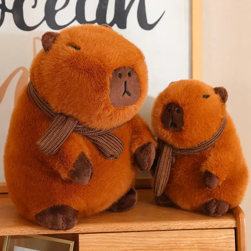 Scarf Wearing Capybara brown plushie size