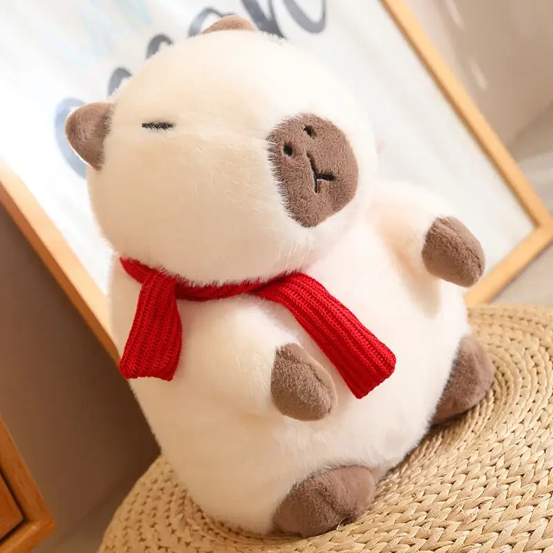 Scarf Wearing Capybara stuffed animal white color