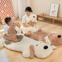 Snuggle Spot: Oversized Dog Pillow kawaii stuffed animal using large on floor and holding small size
