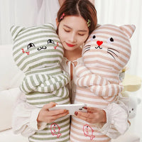 Snuggle Stripe Cat Body Pillow Green and Pink Colors