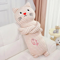 Snuggle Stripe Cat Body Pillow Pink Color