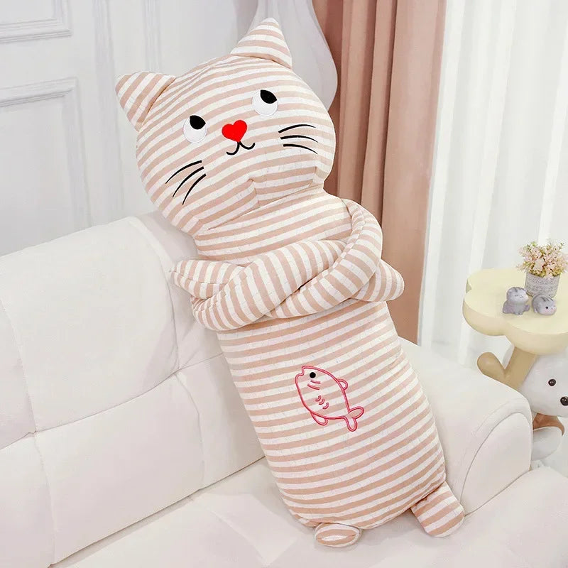 Snuggle Stripe Cat Body Pillow Pink Color