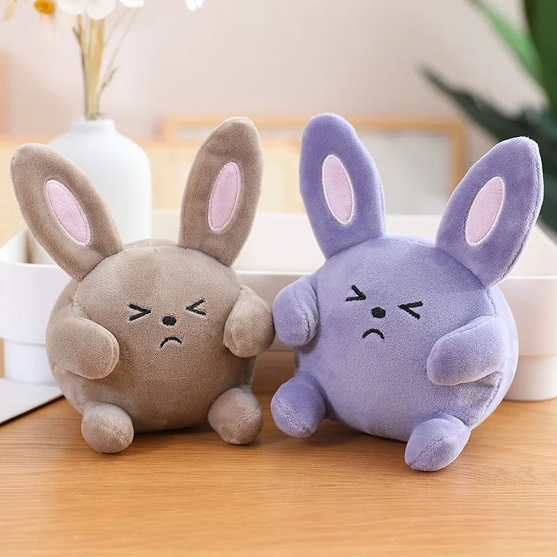 Squishy Stress Relief Bunny Plush Gray and Purple Rabbit