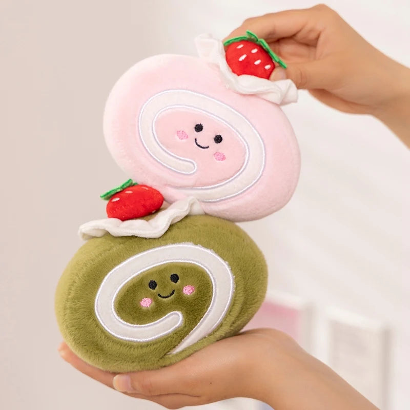 Strawberry Dream Roll Plushie Pink and Green Color