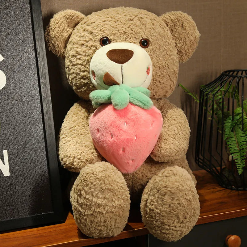 Strawberry Teddy Bear Brown Stuffed Animal