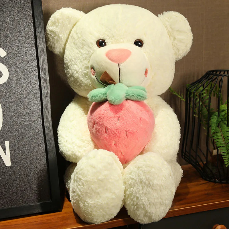 Strawberry Teddy Bear White Plush Toy