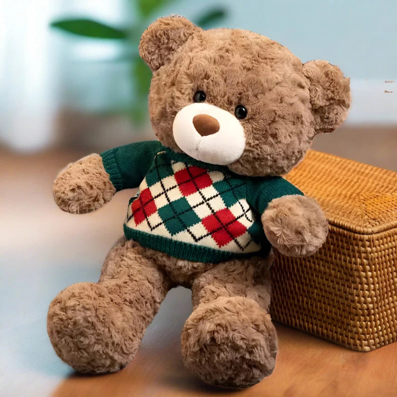 Sweater Snuggles Bear green plush teddy bear