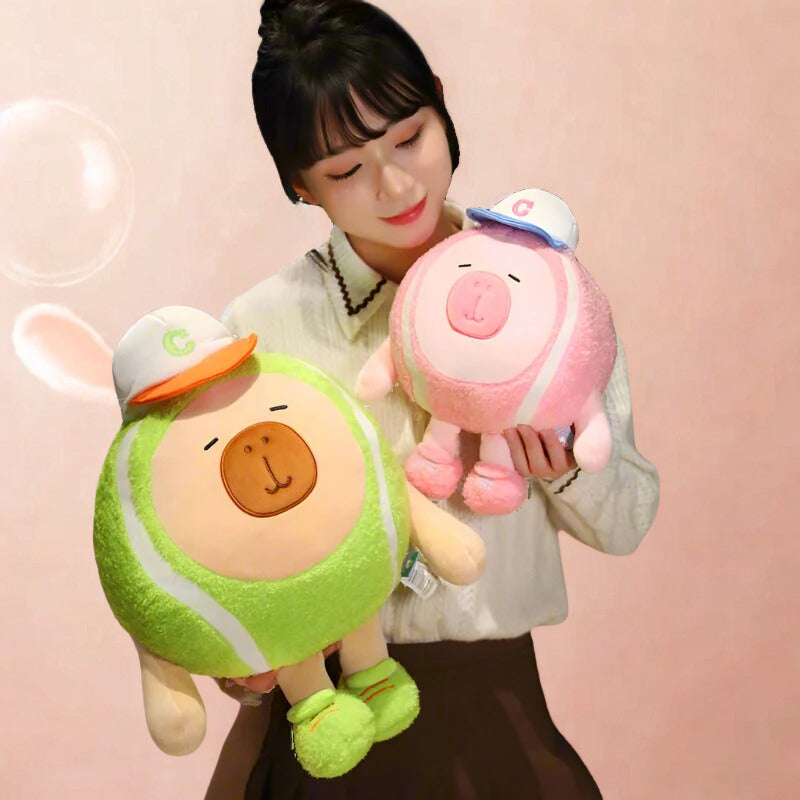 Tennis Ball Capybara Plushie Sizes
