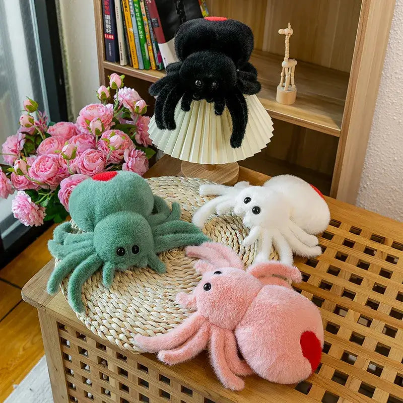 Weave of Wonder Spider Plushie Colors Pink, White, Black, Green