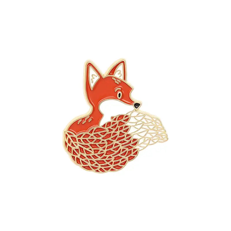 Whispering Woods Enamel Pin Series red orange fox