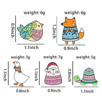Winter Warming Animals Enamel Pin Set size chart