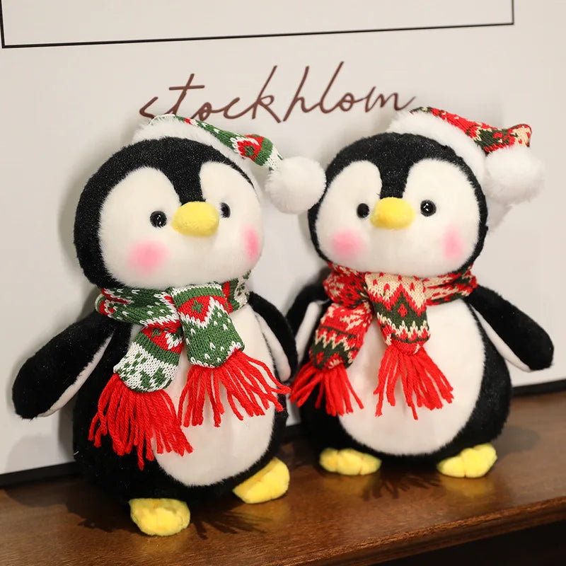 Winter Wonderland Kawaii Penguin Plushie Red and Green