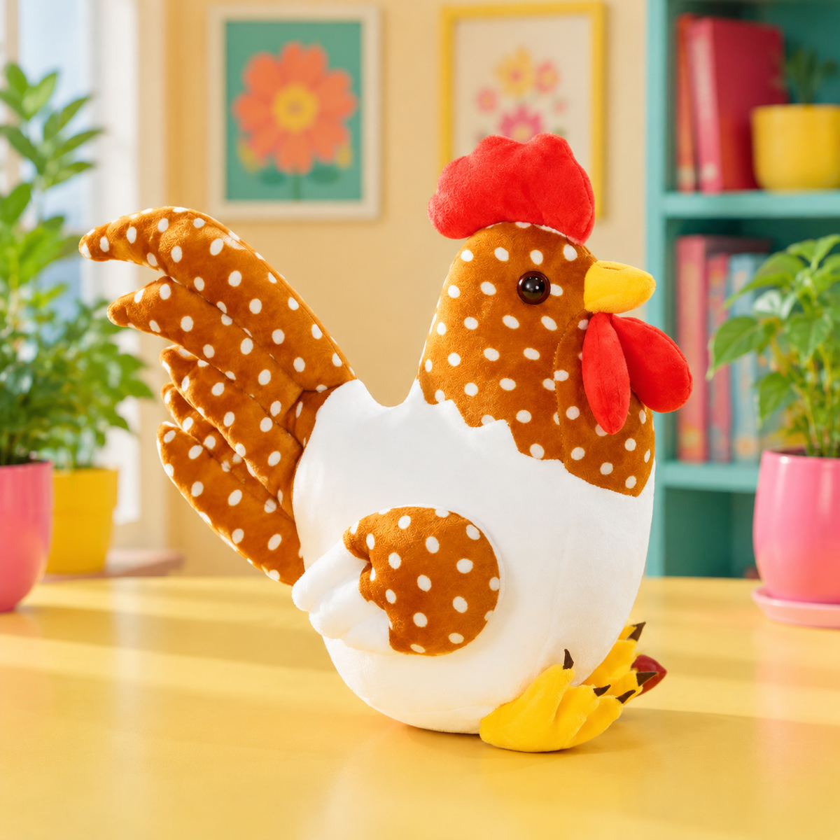 Cocoa Cuddle polka dot Cock-a-Doodle Companion plushie