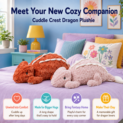 Cuddle Crest dragon plushies with comfort, gifting, and fantasy decor benefit callouts