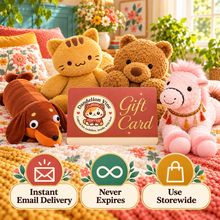 Dandelion Vine gift card with plushies highlighting instant email delivery, no expiration and storewide use.