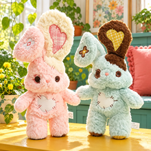 Three colorful Heartstitched Bunny Plushies arranged together