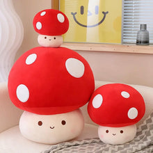 3 red mushroom plushie stuffed animals small med and large size